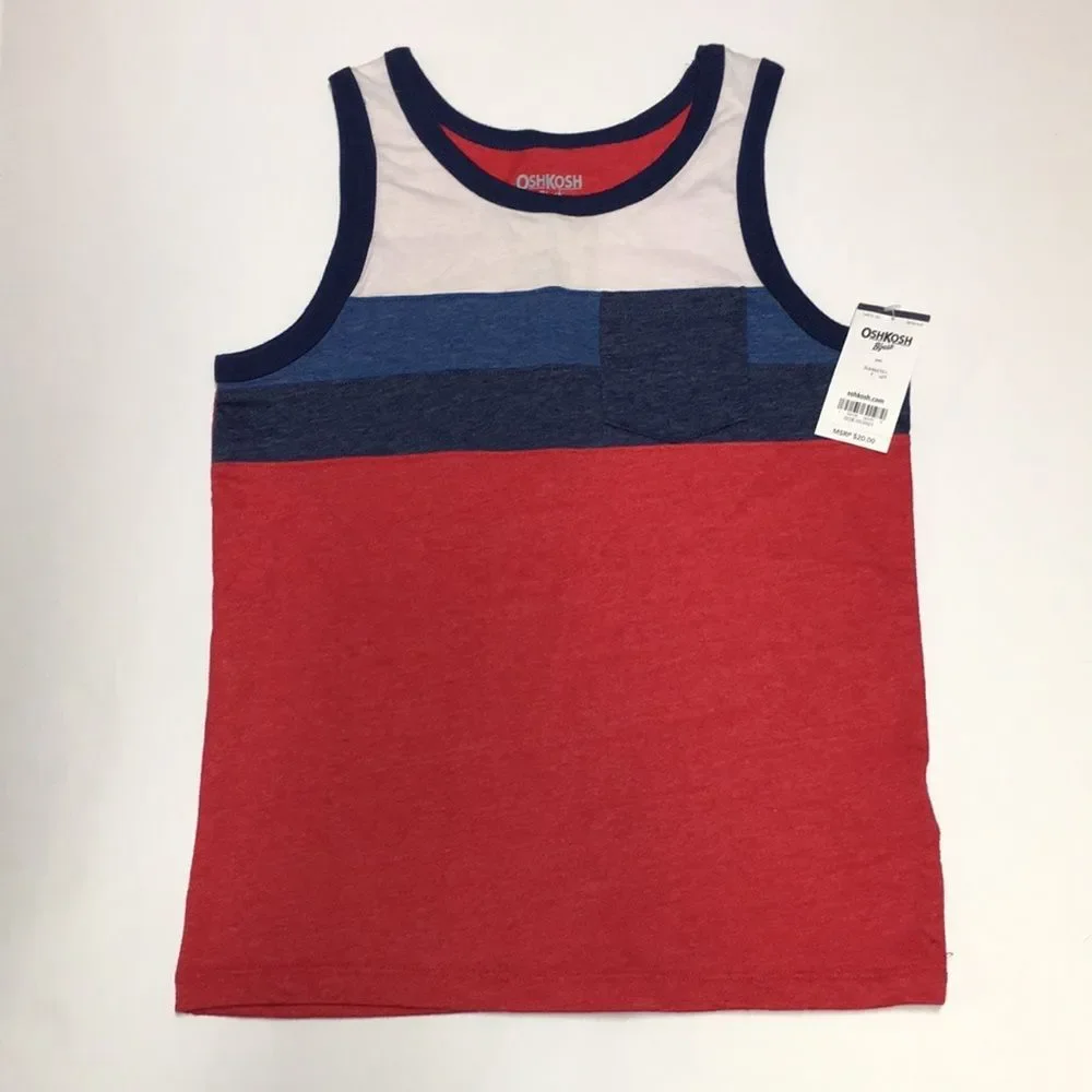 OshKosh B'gosh Kids Patriotic Tank Top - Red, Blue, White 4th of July size 7 NEW